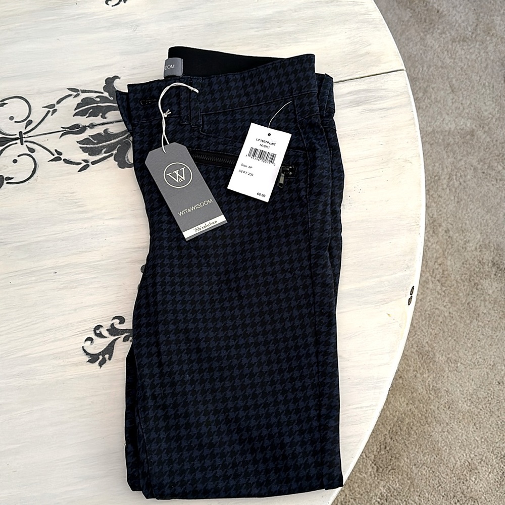 Wit & Wisdom “Ab”solution pant in 4P; black and navy houndstooth